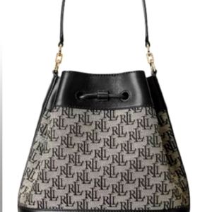 NWT, LAUREN RALPH LAURENMonogram Large Andie Drawstring Bucket Bag